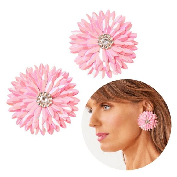 🌸 LILLY PULITZER Floral Pink Slice of Sunshine Earrings NEW WITH GIFT BAG - Picture 1 of 15